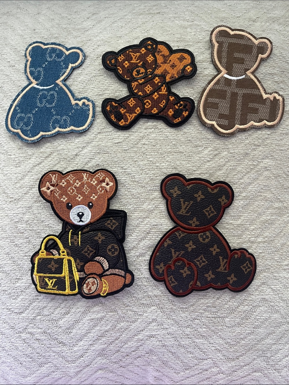 Brown Monogram Teddy Bear Iron on Patch. Pick one.